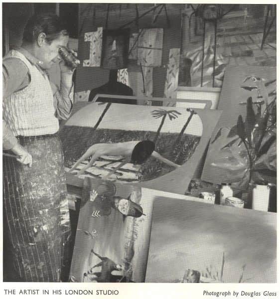 Douglas Glass, photo from 1957 Whitechapel Art Gallery Catalogue showing Nolan in his studio