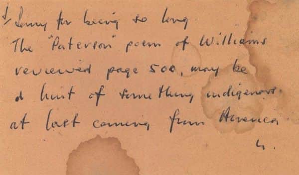 Note by Nolan returning borrowed "Sewanee Review" to the Reeds Note by Nolan returning borrowed "Sewanee Review" to the Reeds