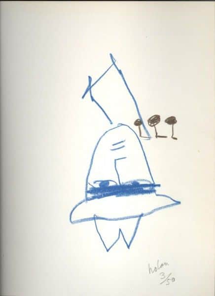 Sidney Nolan, "Ern Malley", crayon drawing on frontispiece of "The Darkening Ecliptic", McAlpine, London, 1974. Sidney Nolan, "Ern Malley", crayon drawing on frontispiece of "The Darkening Ecliptic", McAlpine, London, 1974.