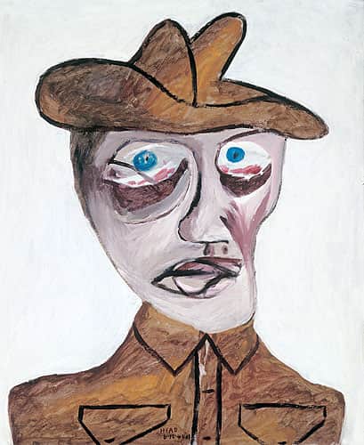 "Head of Soldier", December 1942, Sidney Nolan, NGA collection.