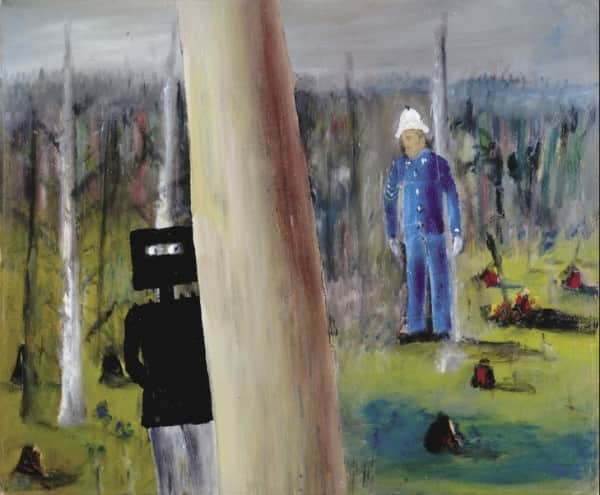 "Kelly and Sergeant Kennedy", March 1945, Sidney Nolan, CMAG collection.
