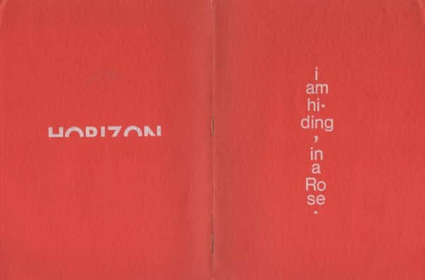 Rear and front cover of memorial booklet for Sweeney Reed 1945 - 1979. Two of his visual poems exhibited at Tolarno Galleries in 1978